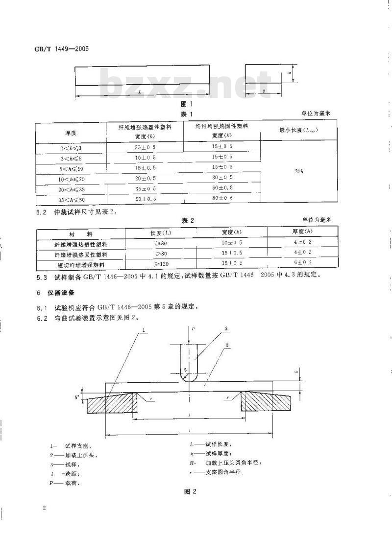 GB/T 1449-2005 纤维增强塑料弯曲性能试验方法