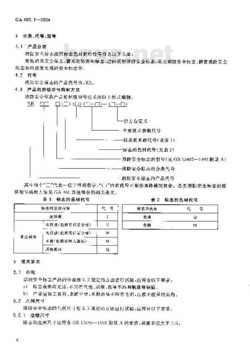 GA 480.1-2004 消防安全标志通用技术条件 第1部分:通用要求和试验方法