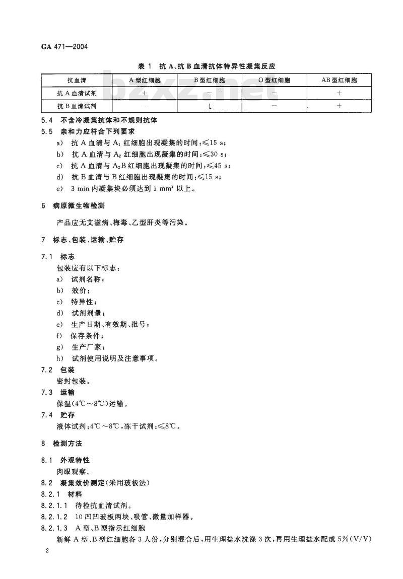 GA 471-2004 抗A、抗B血清试剂