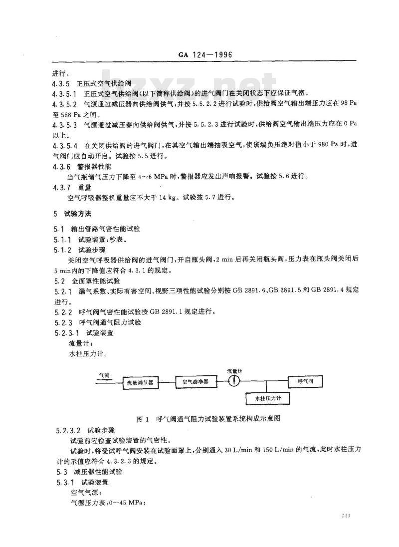 GA 124-1996 正压式消防空气呼吸器