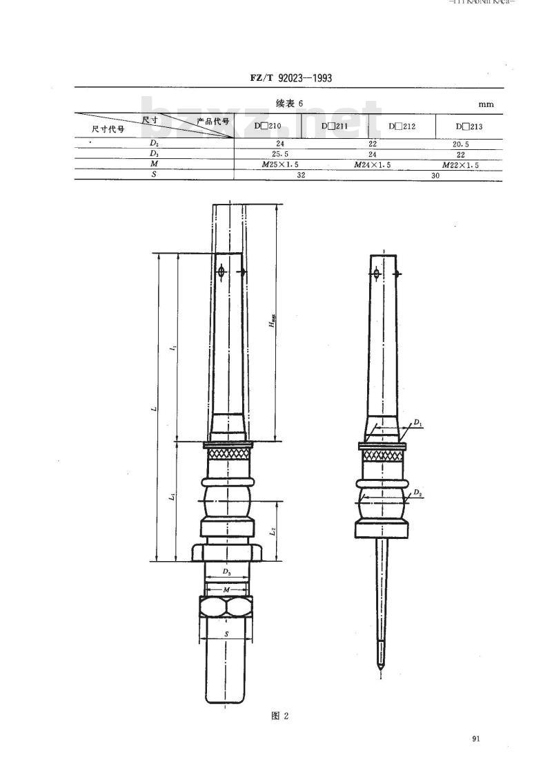 FZ/T 92023-1993 棉纺环锭细纱锭子