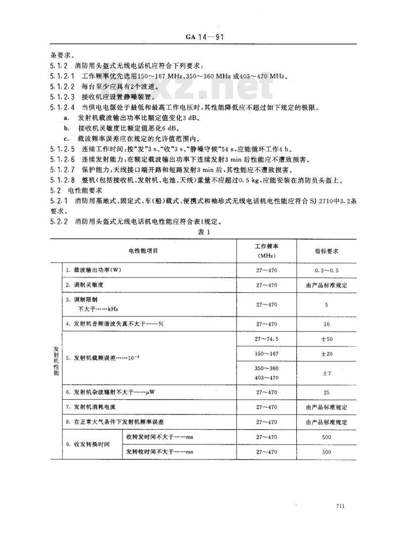GA 14-1991 消防用无线电话机技术要求和试验方法