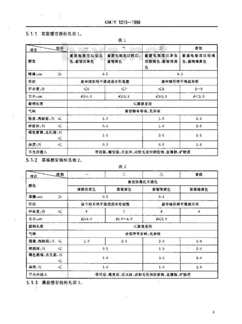 GH/T 1013-1998 香菇