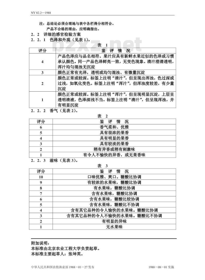 NY 82.2-1988 果汁测定方法感官检验