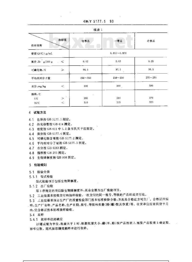 GB/T 5177.5-1993 工业烷基苯