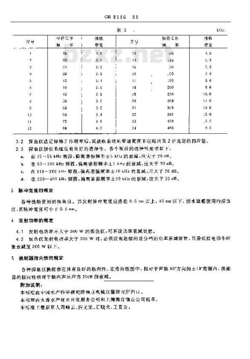 GB 8586-1988 探鱼仪工作频率分配及其防止声波干扰技术条件