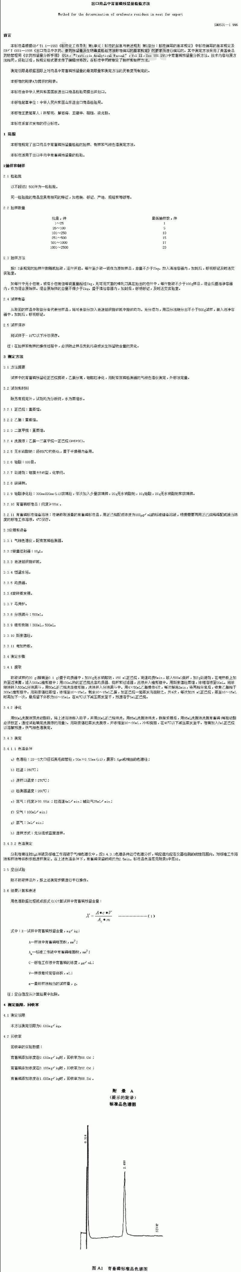 SN 0531-1996 出口肉品中育畜磷残留量检验方法