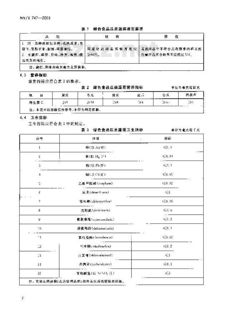 NY/T 747-2003 绿色食品瓜类蔬菜