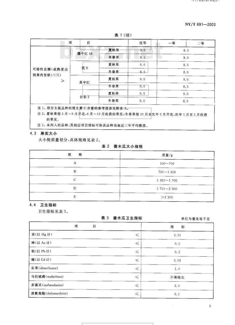 NY/T 691-2003 番木瓜