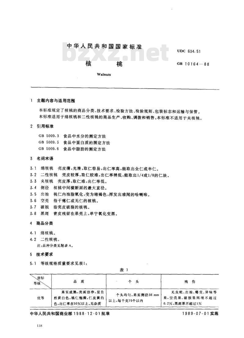 GB 10164-1988 核桃