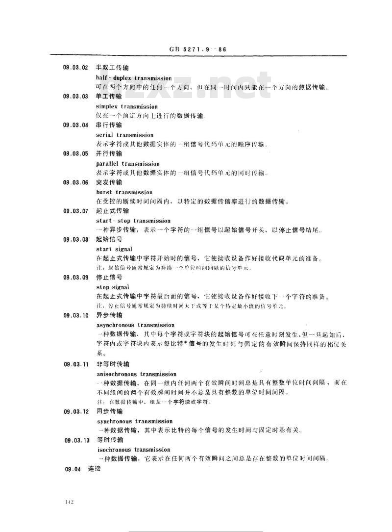 GB 5271.9-1986 数据处理词汇09部分数据通信