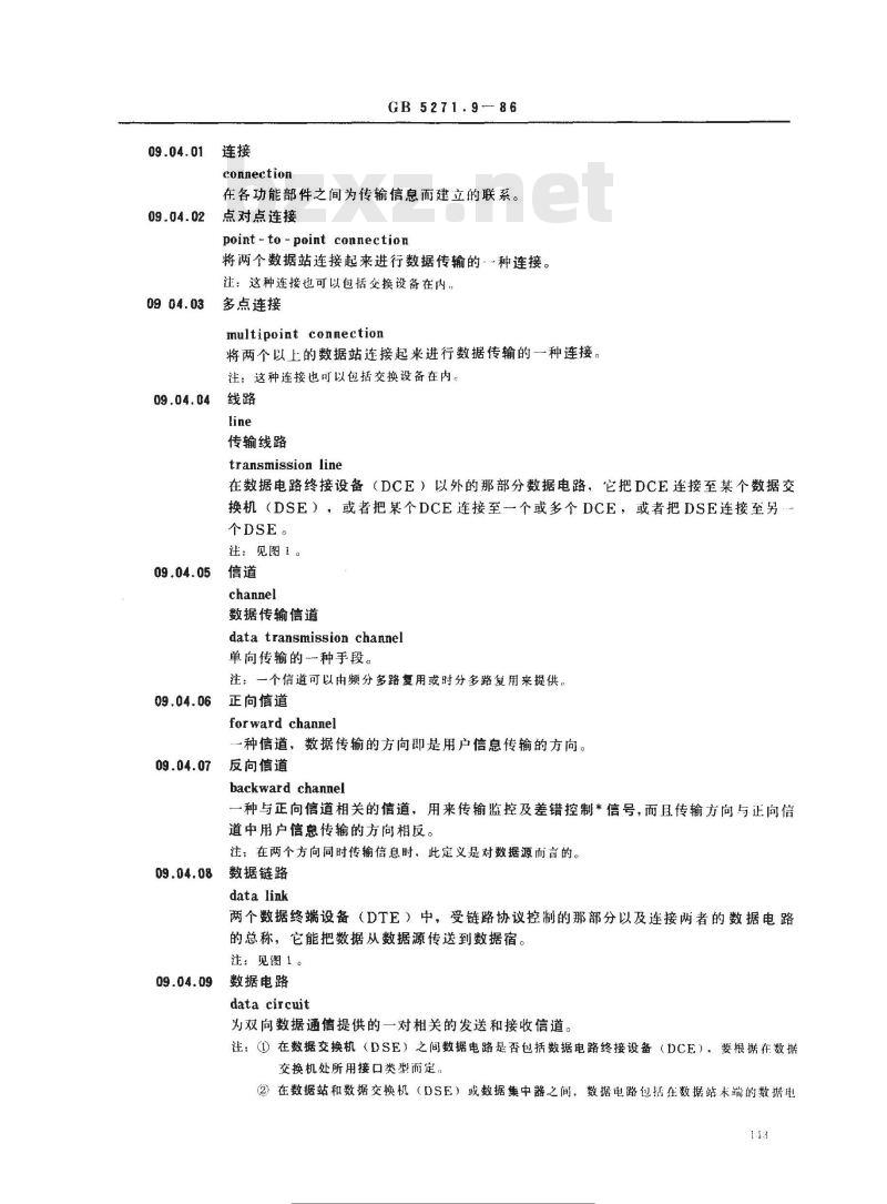 GB 5271.9-1986 数据处理词汇09部分数据通信