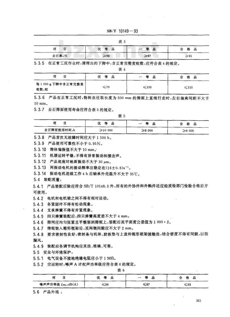SB/T 10149-1993 重力分级去石机