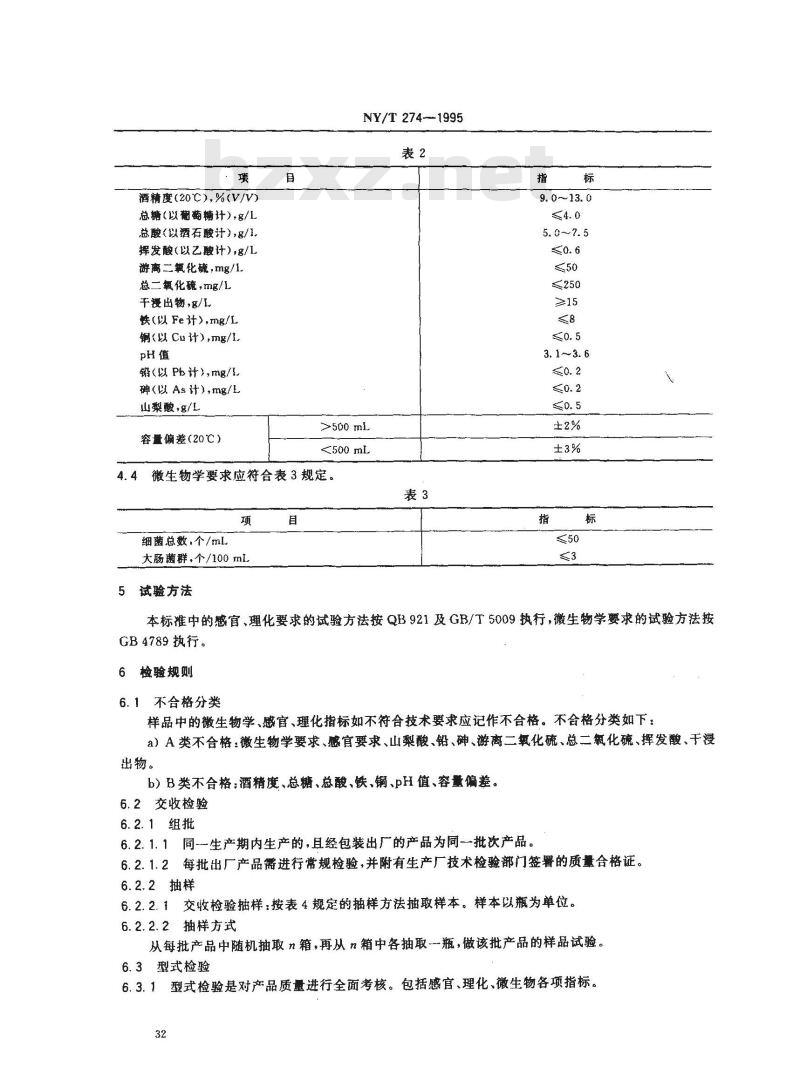 NY/T 274-1995 绿色食品干白葡萄酒