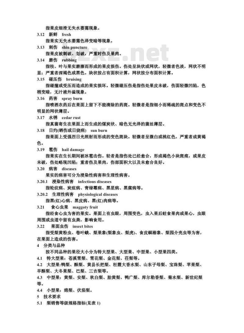 ZB/T 31033-1990 梨销售质量