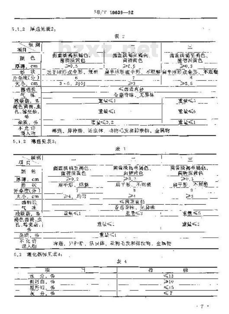 SB/T 10039-1992 香菇