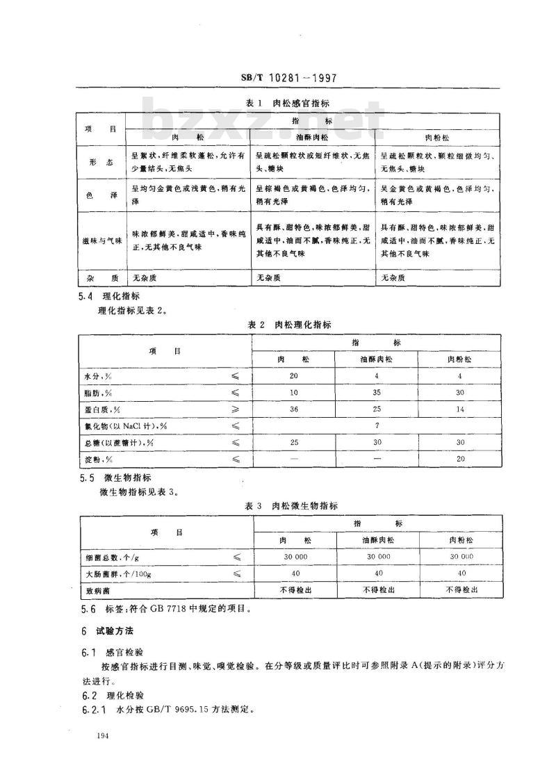 SB/T 10281-1997 肉松