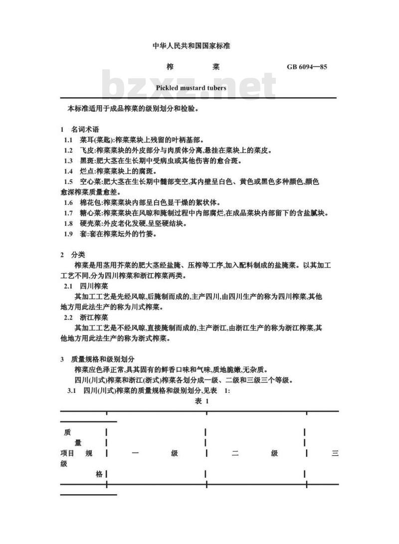 GB 6094-1985 榨菜