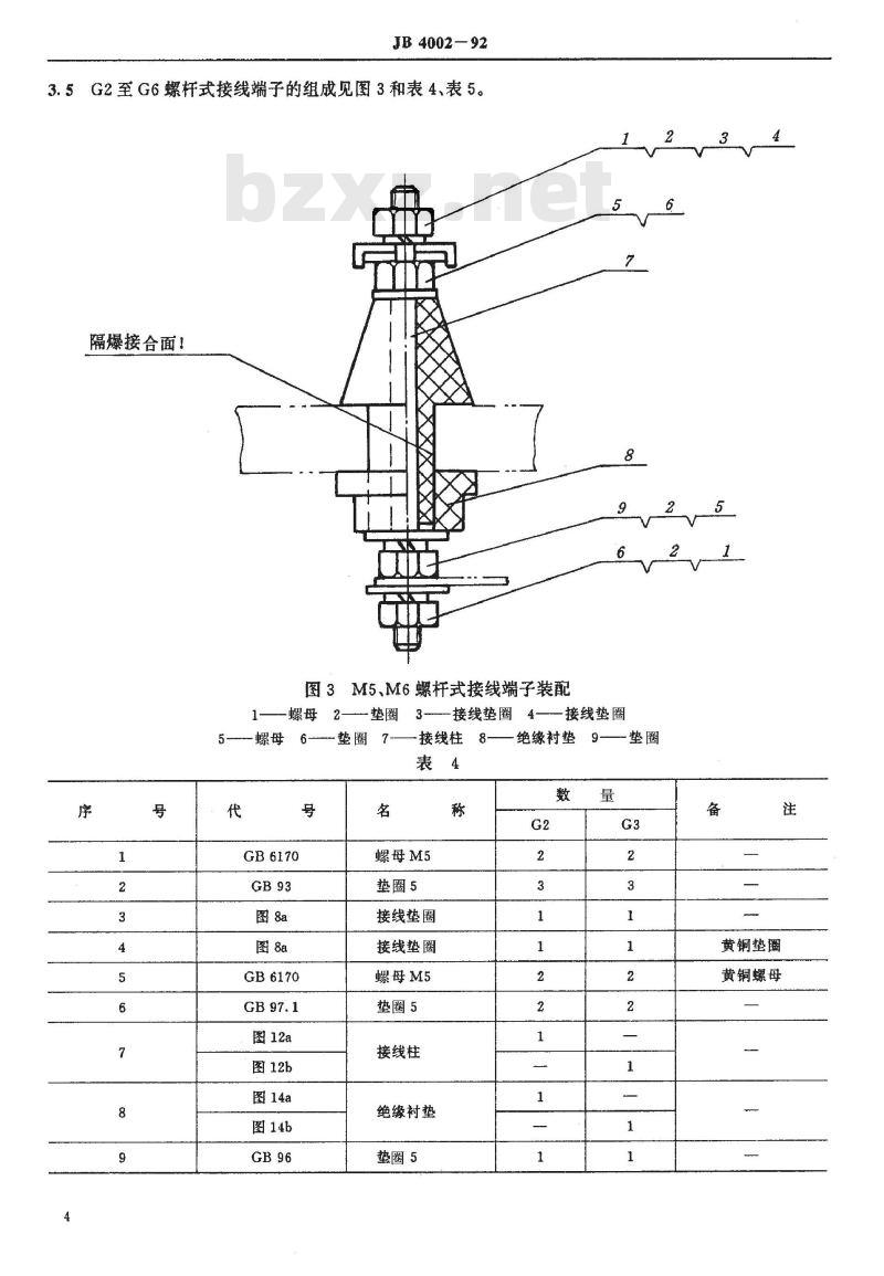 JB 4002-1992 矿用隔爆型低压电器用接线端子