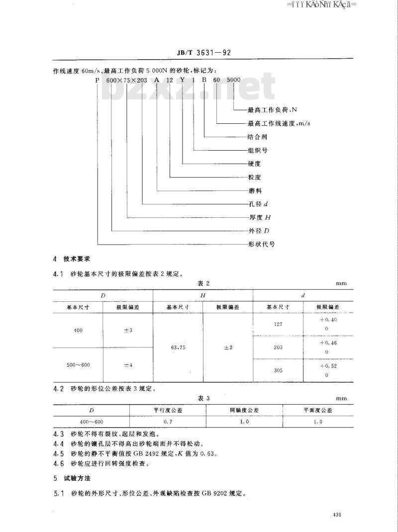 JB/T 3631-1992 树脂重负荷钢坯修磨砂轮