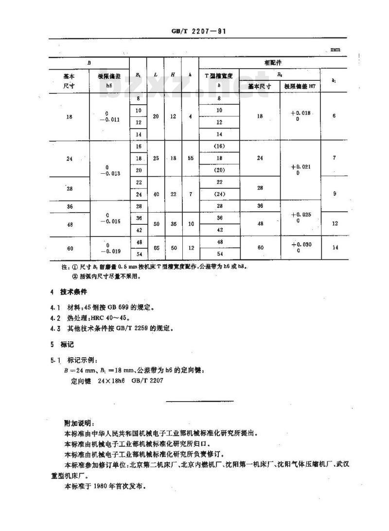 GB/T 2207-1991 机床夹具零件及部件 定向键