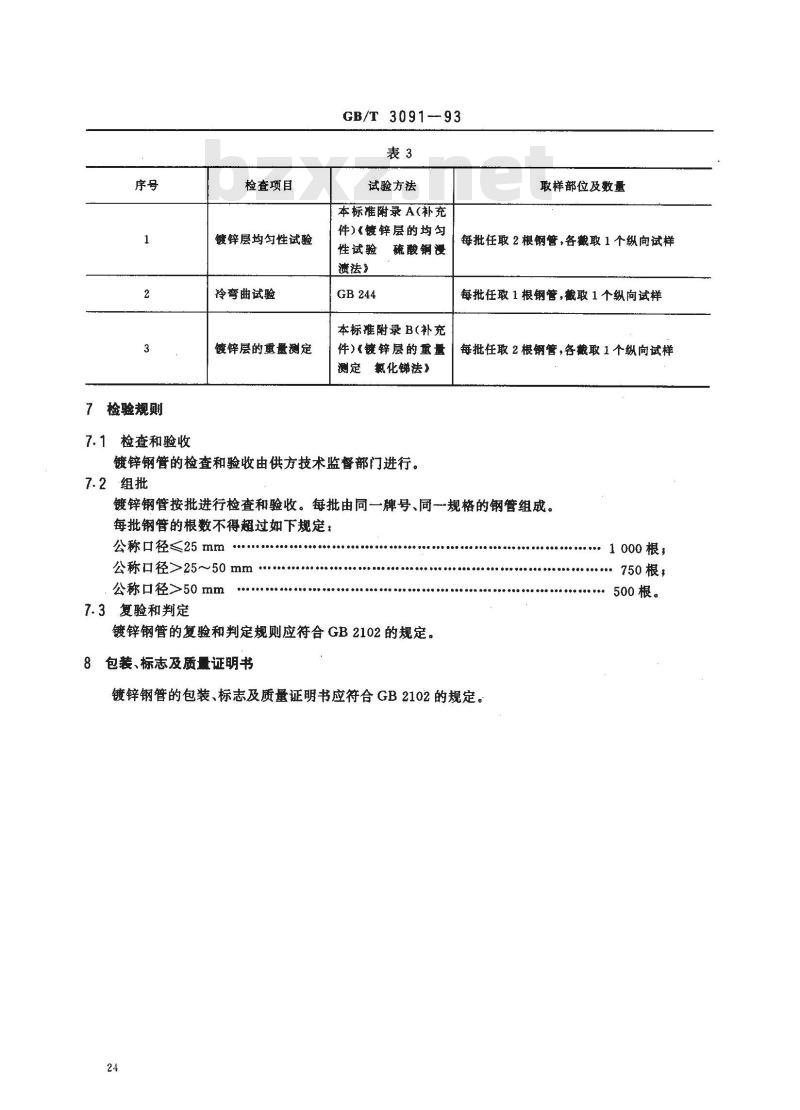 GB/T 3091-1993 低压流体输送用镀锌焊接钢管