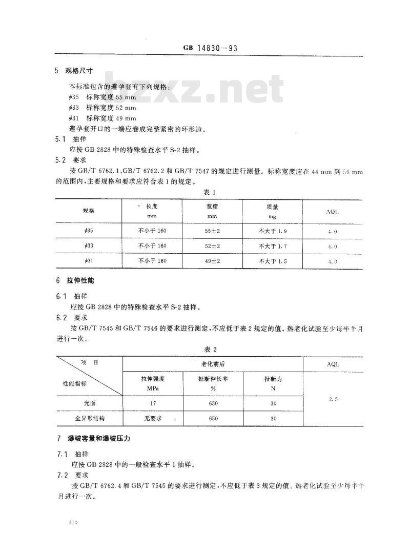 GB 14830-1993 单个包装的避孕套技术要求