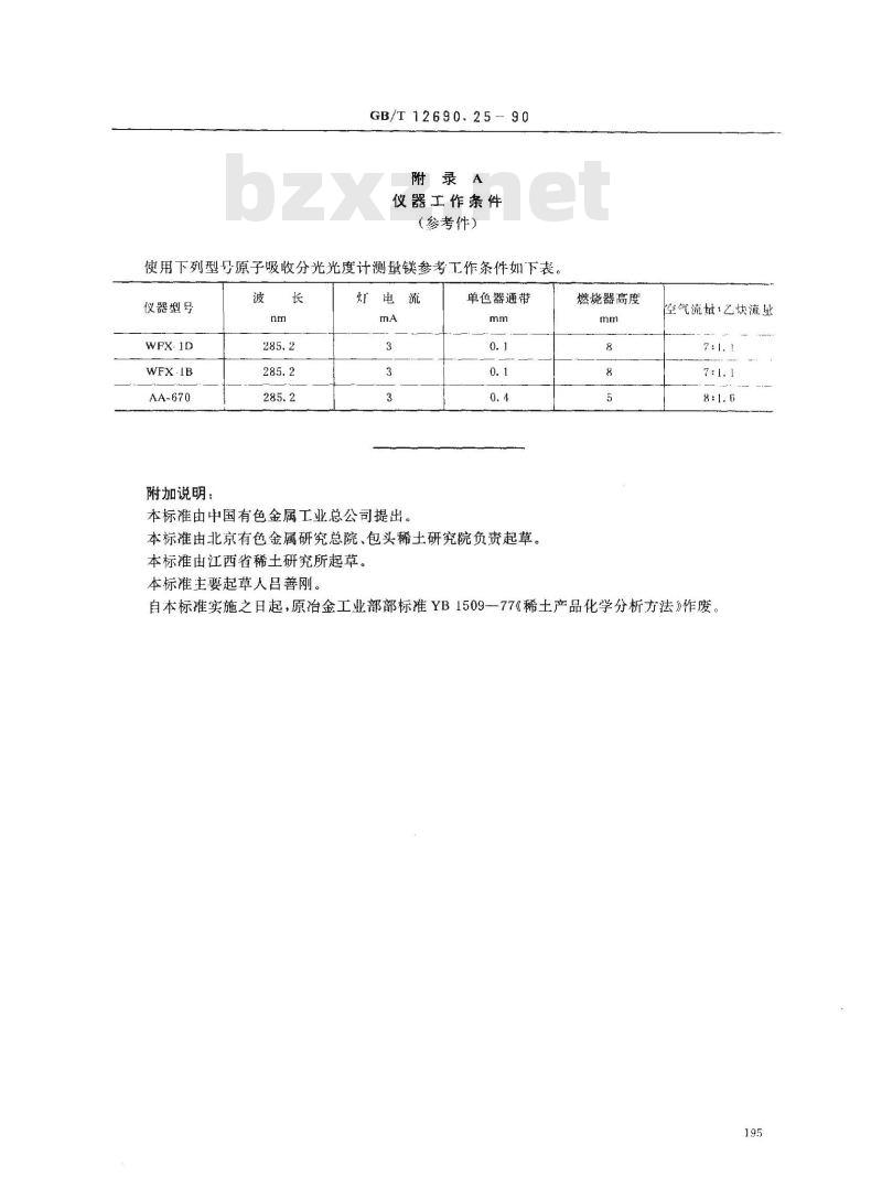 GB/T 12690.25-1990 稀土金属及其氧化物化学分析方法 火焰原子吸收光谱法测定镁量