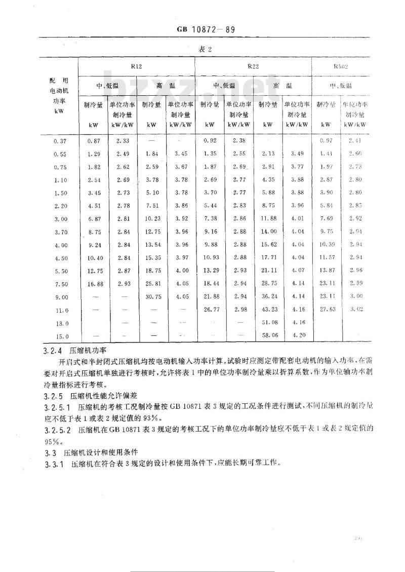 GB/T 10872-1989 小型活塞式单级制冷压缩机 技术条件