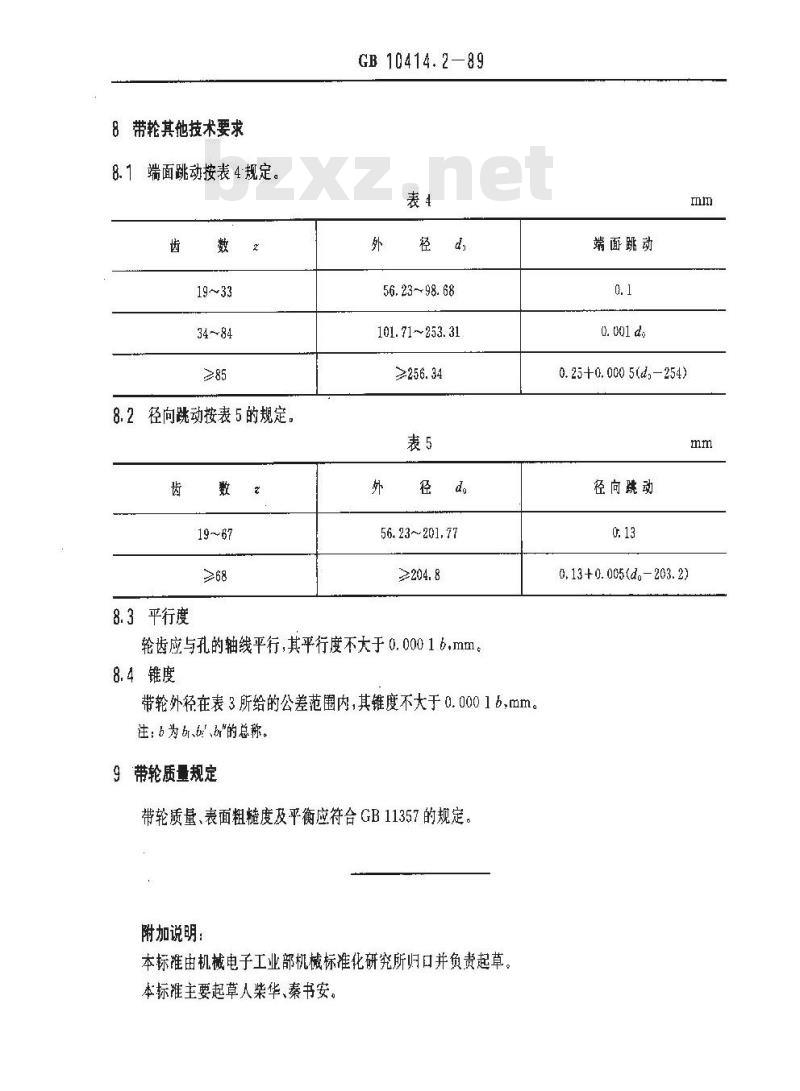 GB/T 10414.2-1989 汽车同步带传动 带轮