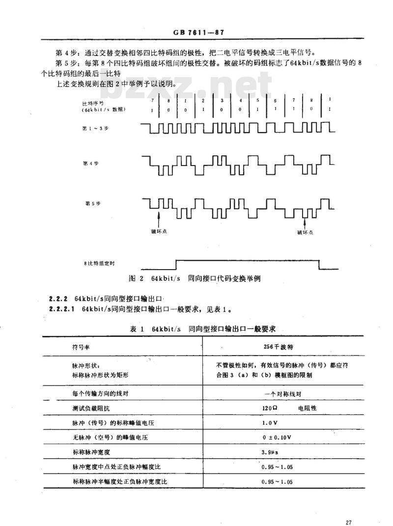 GB 7611-1987 脉冲编码调制通信系统网路数字接口参数