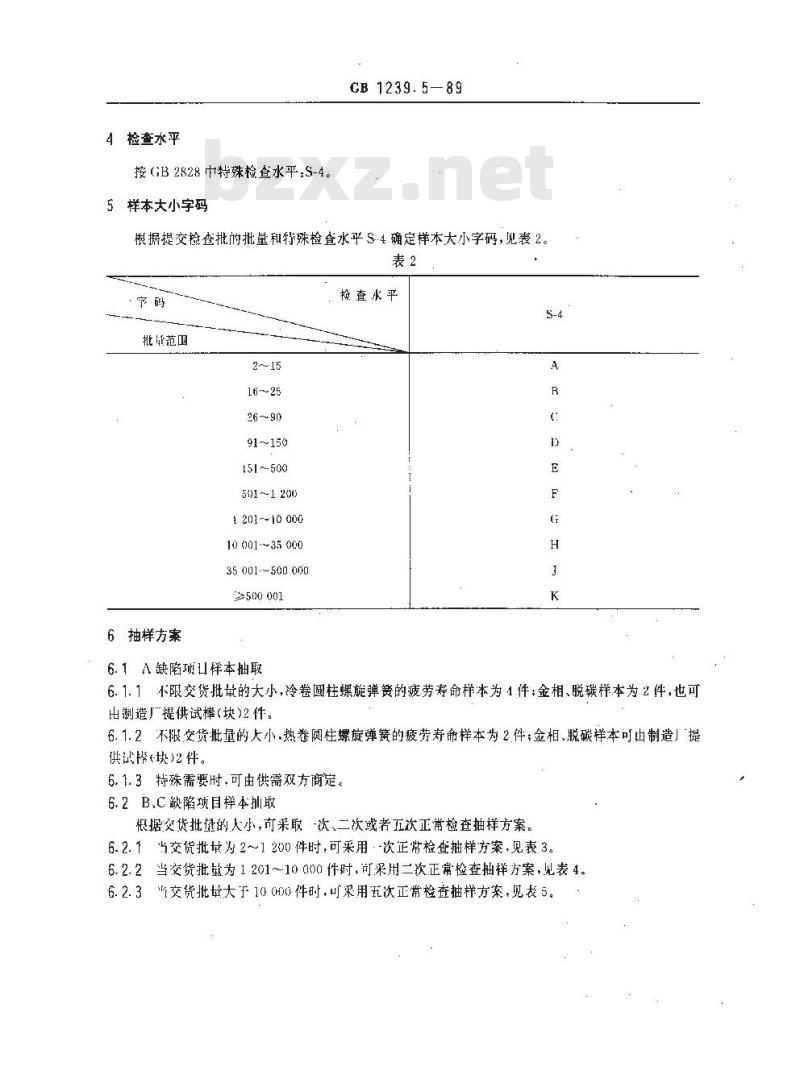 GB/T 1239.5-1989 圆柱螺旋弹簧抽样检查