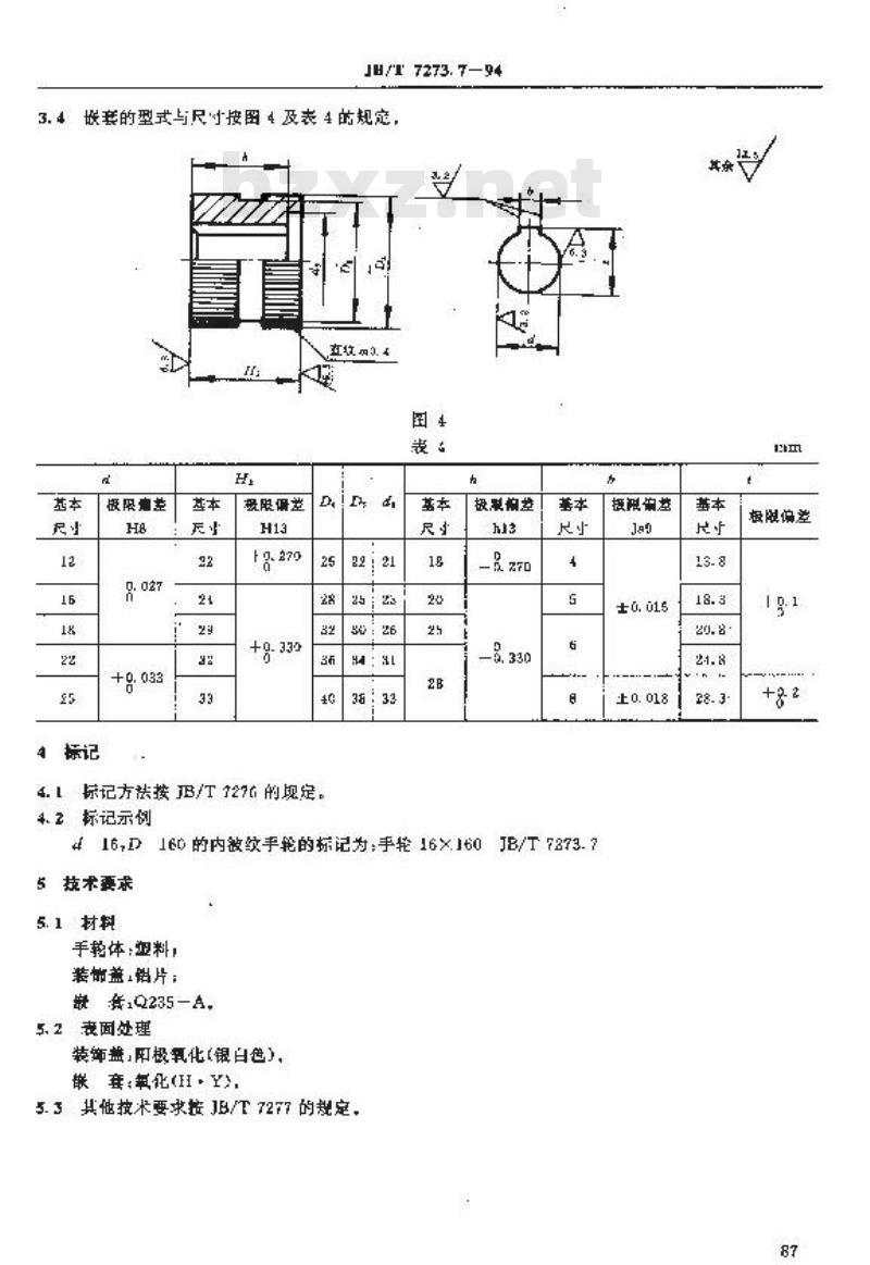 JB/T 7273.7-1994 内波纹手轮