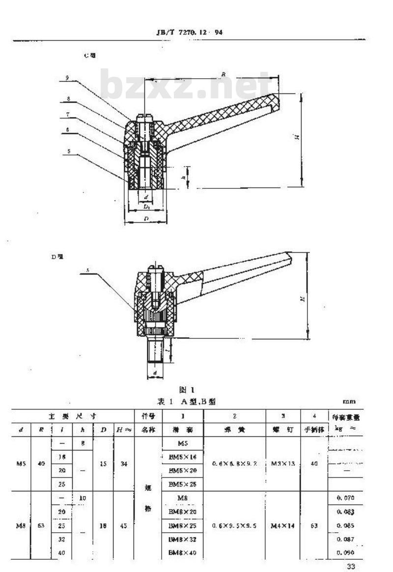 JB/T 7270.12-1994 可调位紧定手柄