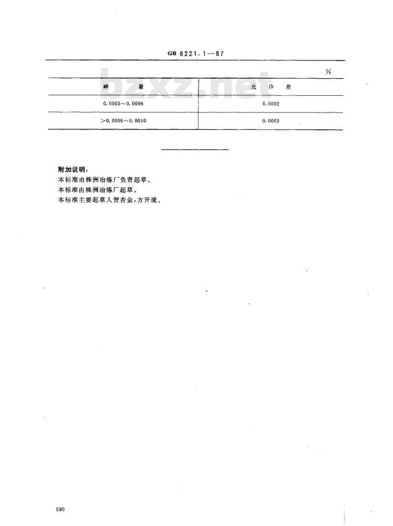 GB 8221.1-1987 铟化学分析方法 水相钼蓝分光光度法测定砷量