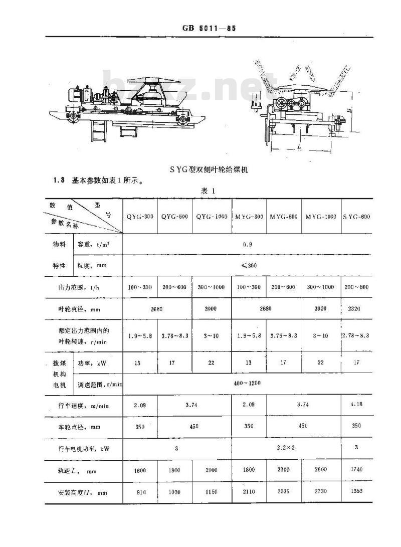 GB 5011-1985 叶轮给煤机