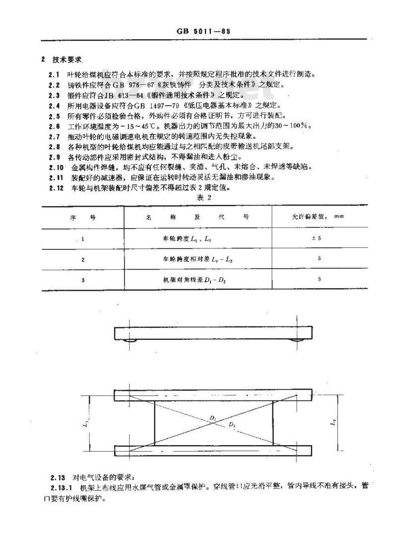 GB 5011-1985 叶轮给煤机