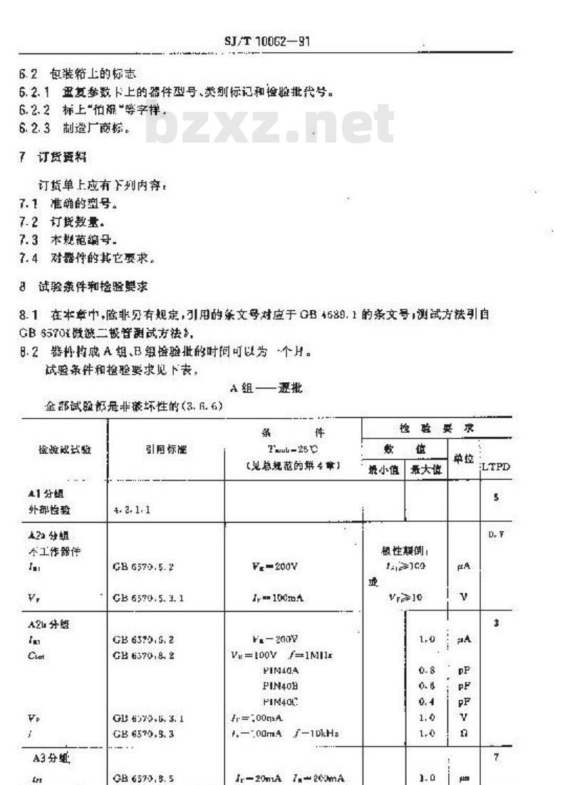 SJ/T 10062-1991 电子器件详细规范 ＰＩＮ４０Ａ、ＰＩＮ４０Ｂ和ＰＩＮ４０Ｃ型硅微带ＰＩＮ开关二极管