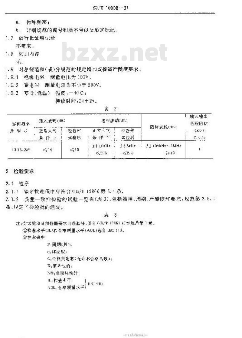 SJ/T 10008-1991 电子设备用压电陶瓷滤波器详细规范 ＬＴ１３．２Ｍ型载波机用带通压电陶瓷滤波器评定水平Ｅ(可供认证用)