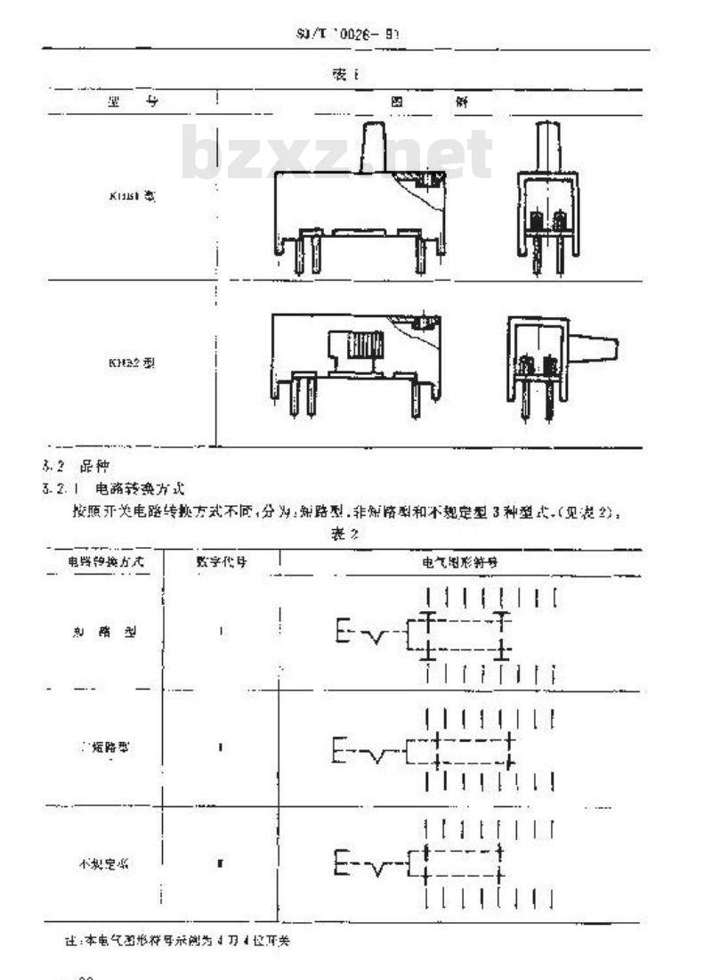 SJ/T 10026-1991 ＫＨＢ型拨动式滑动开关详细规范