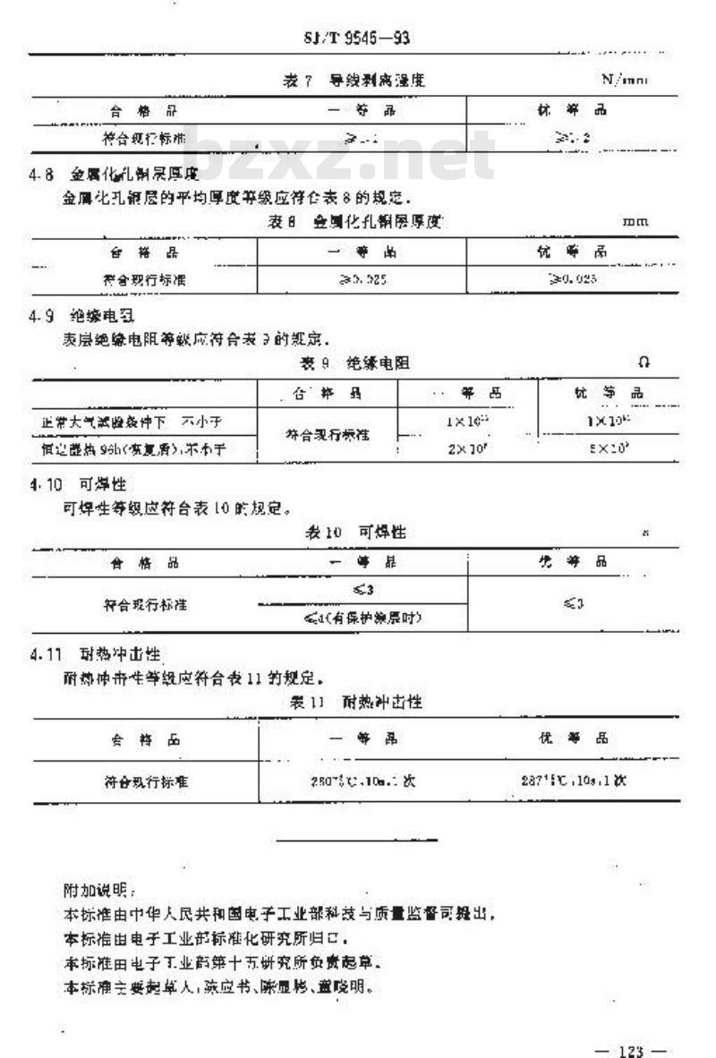 SJ/T 9545-1993 有金属化孔单、双面印制板的质量分等标准