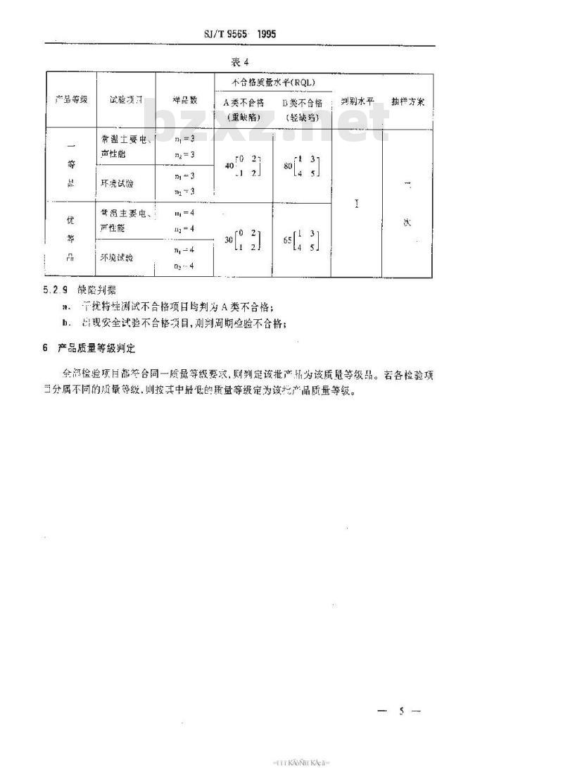SJ/T 9565-1995 声音广播接收机质量分等标准