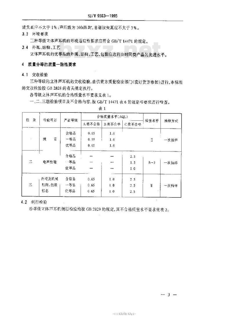 SJ/T 9563-1995 立体声耳机质量分等标准