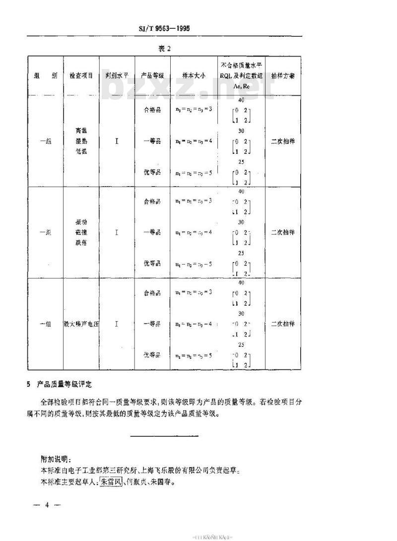 SJ/T 9563-1995 立体声耳机质量分等标准