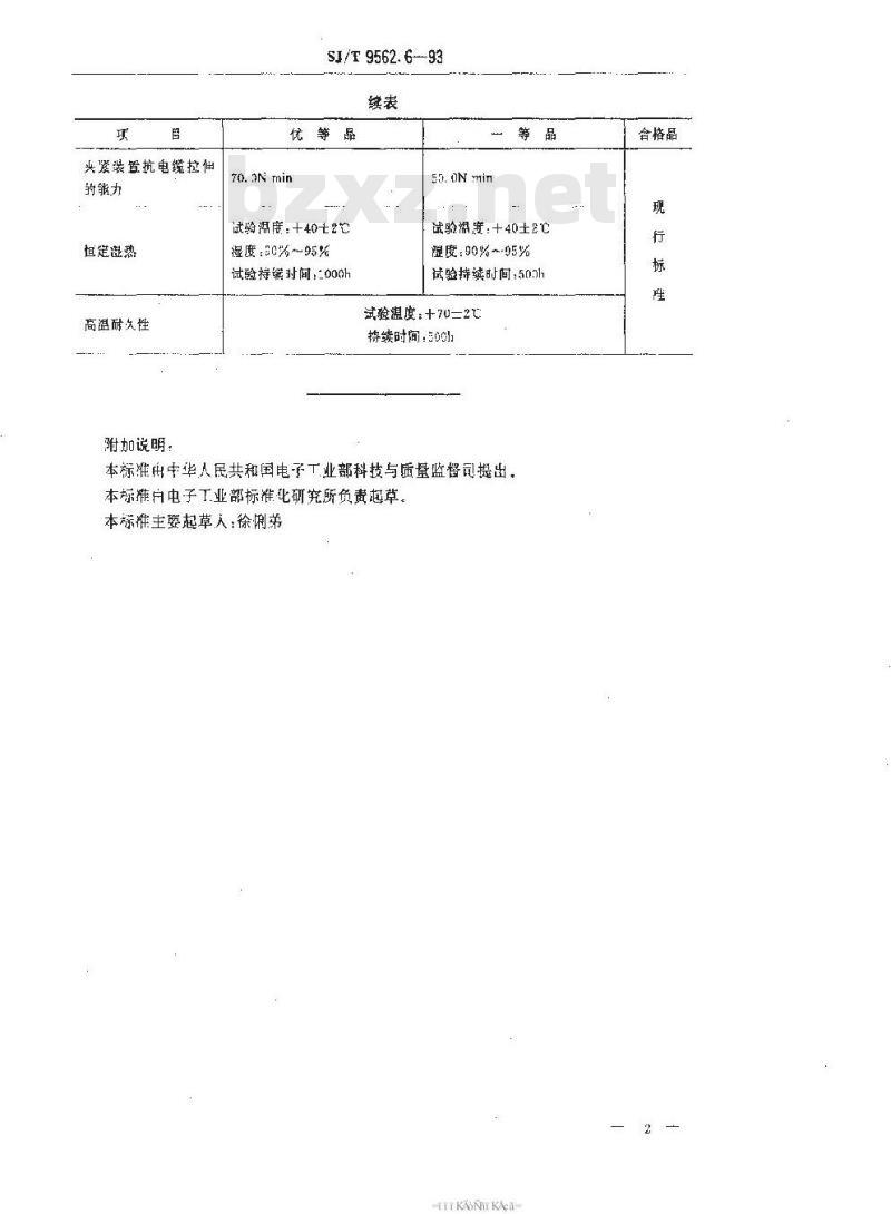 SJ/T 9562.6-1993 非匹配射频同轴连接器质量分等标准