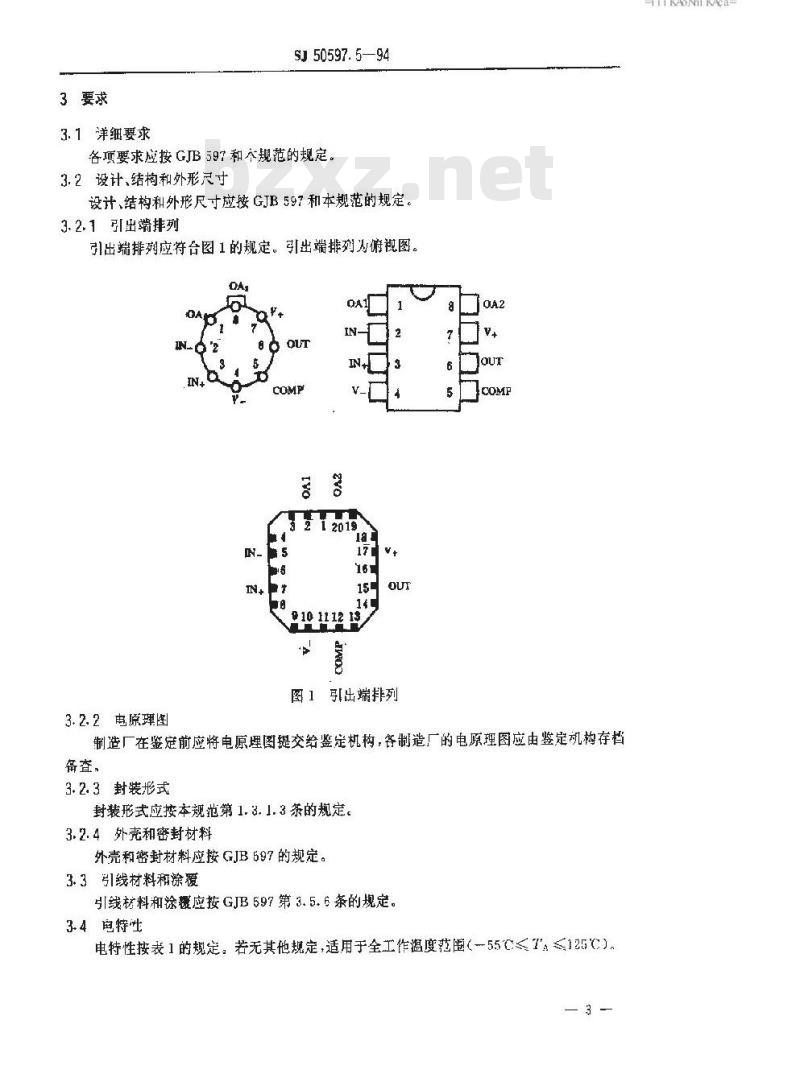 SJ 50597.5-1994 半导体集成电路 ＪＦ７２５、ＪＦ７２５Ａ型高精度运算放大器详细规范
