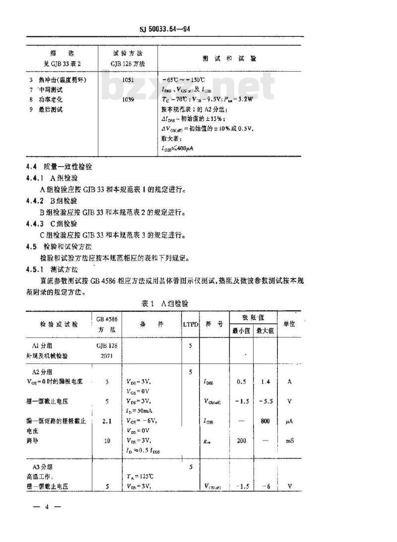 SJ 50033.54-1994 半导体分立器件 ＣＳ０５３２型砷化镓微波功率场效应晶体管详细规范
