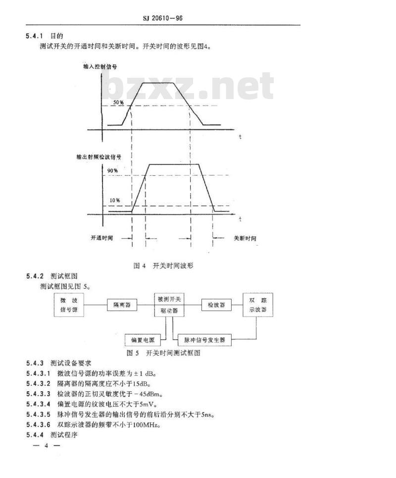 SJ 20610-1996 微波电路 微波开关测试方法