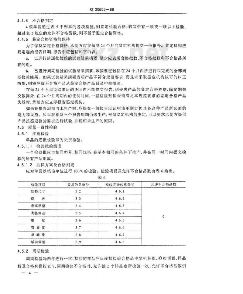 SJ 20605-1996 声表面波(ＳＡＷ)器件用钽酸锂单晶规范