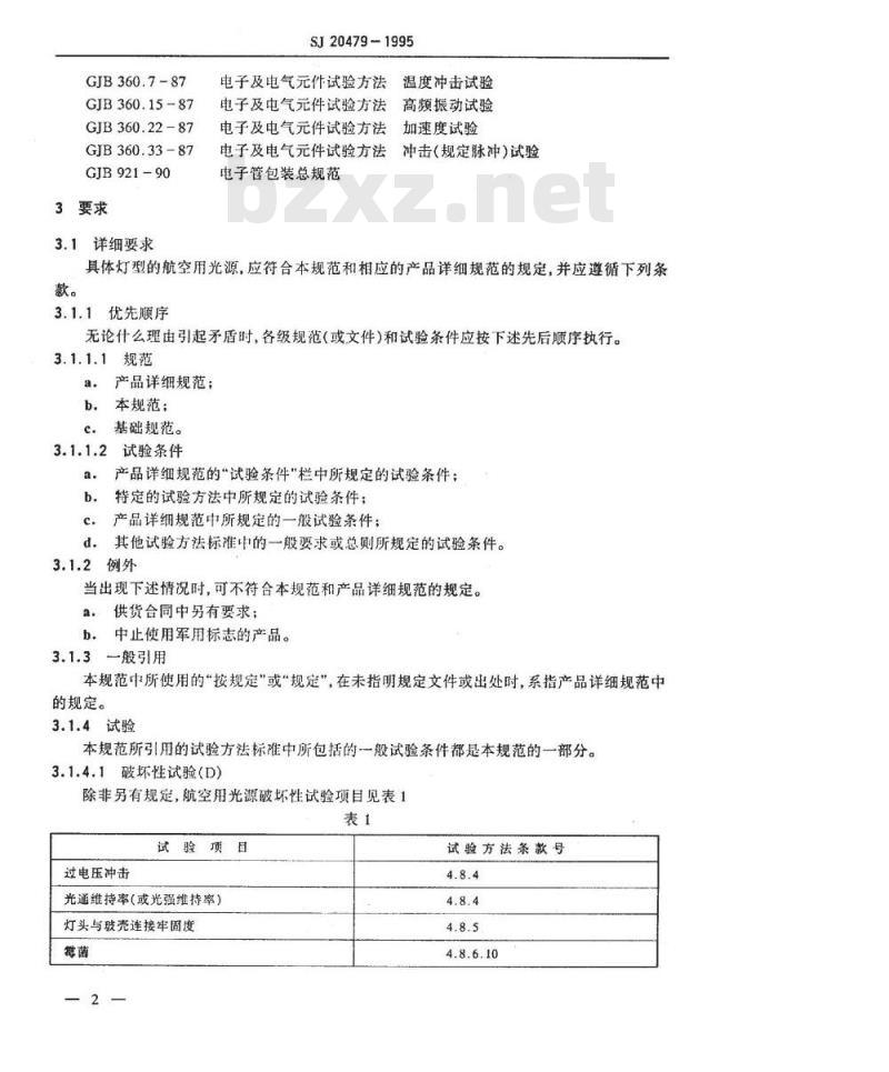 SJ 20479-1995 航空用光源总规范